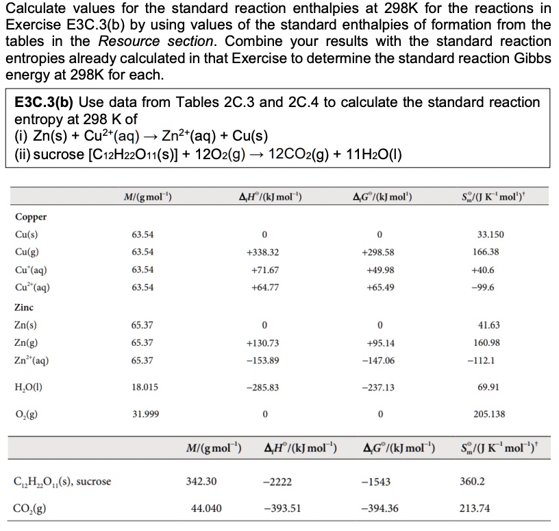 SOLVED Calculate values for the standard reaction enthalpies at 298k