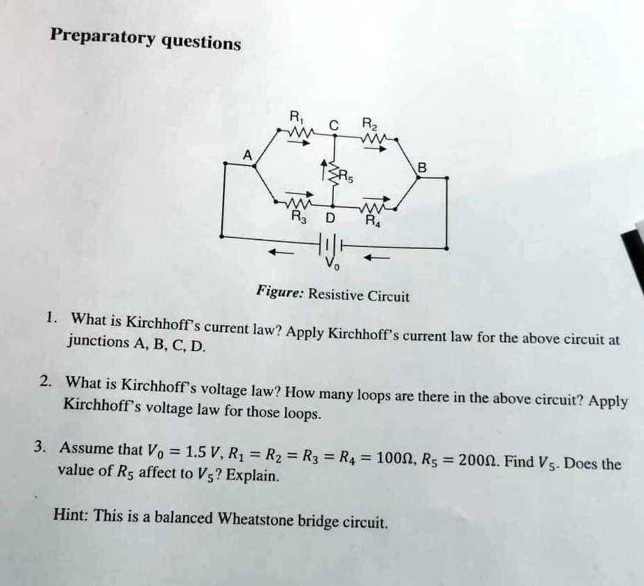 SOLVED: Preparatory Questions R Rz Figure: Resistive Circuit What Is ...