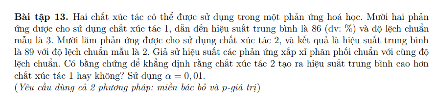 Bài t p Hai ch t xúc tác có th c s d ng trong m t ph n ng hoá h c M i hai ph n ng