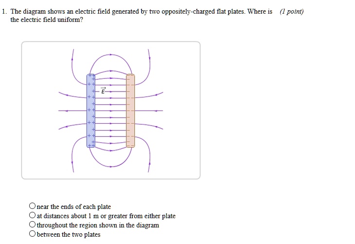 SOLVED: The diagram shows an electric field generated by two oppositely ...