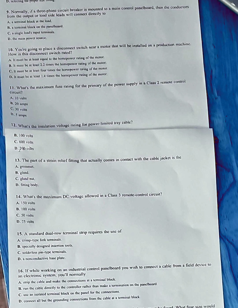 Texts 9. Normally, if a threephase circuit breaker is mounted to a