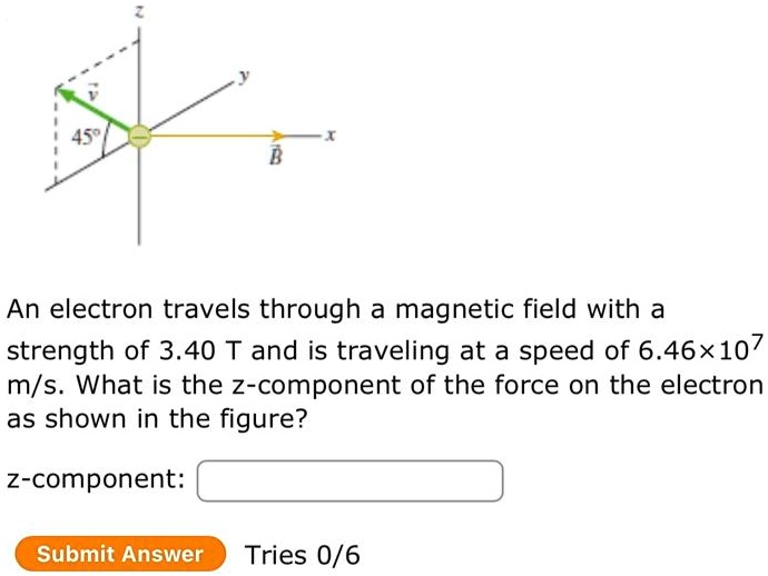 SOLVED: An electron travels through a magnetic field with a strength of ...