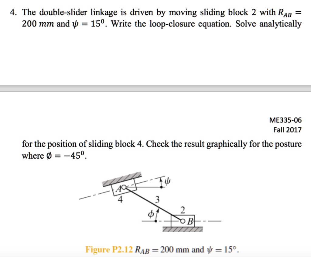 SOLVED The doubleslider linkage is driven by moving sliding block 2