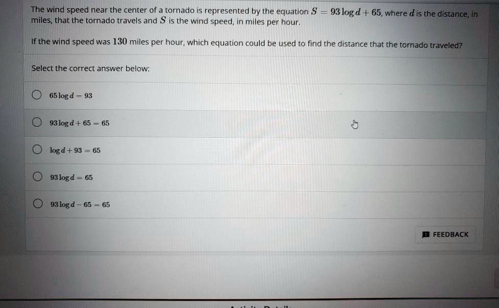 The Wind Speed Near The Center Of A Tornado Is Represented By The The Wind Speed Near The Center Of A Tornado Is Represented By The