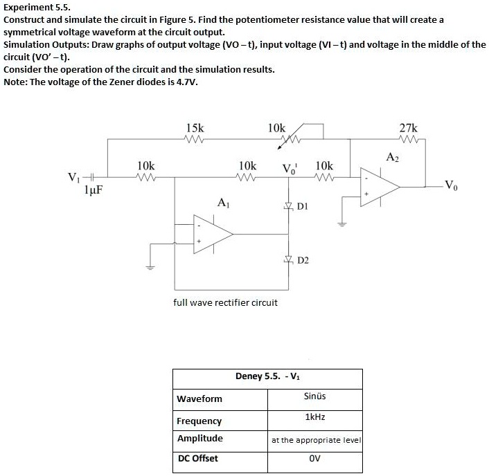 SOLVED: Experiment: Construct and simulate the circuit in Figure 1 ...