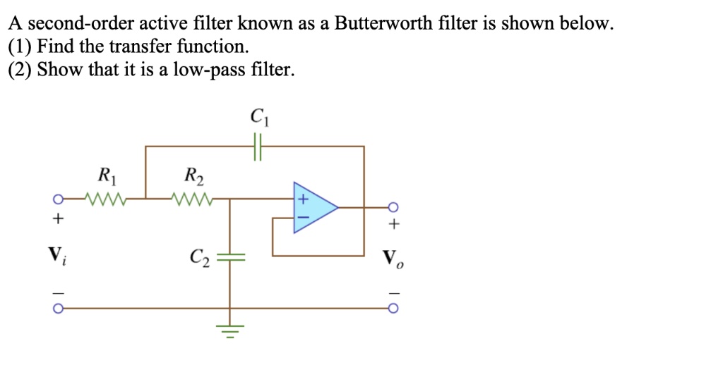 SOLVED: A second-order active filter known as a Butterworth filter is ...