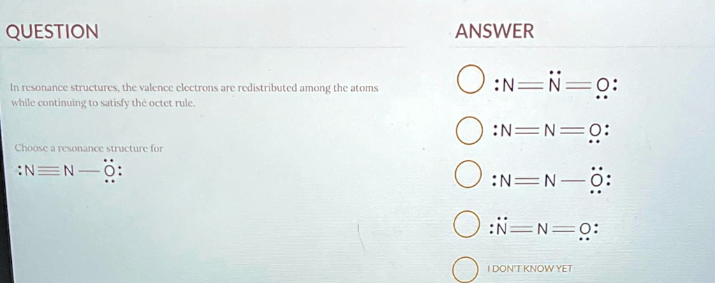 SOLVED: Question Answer In resonance structures, the valence electrons