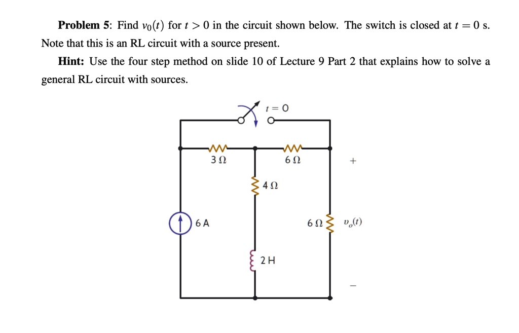 Problem 5 find v0t for t 0 in the circuit shown below the...