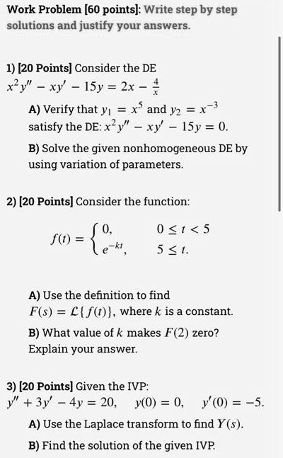 Solved Questions – 3 (20 points) a) You have the following