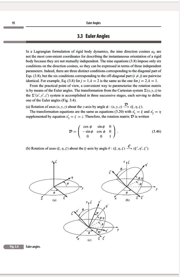 SOLVED: Euler Angles 3.3 Euler Angles In a Lagrangian formulation of ...