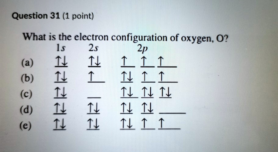 Solved question 31 1 point what is the electron configuration of