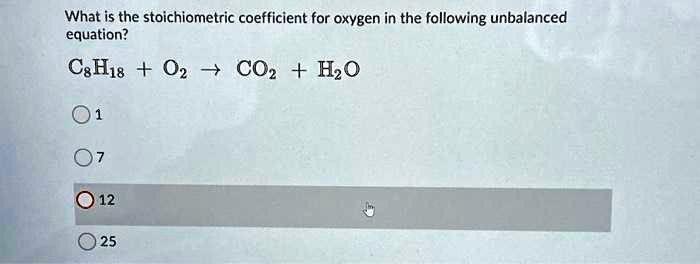 What Is The Stoichiometric Coefficient For Oxygen