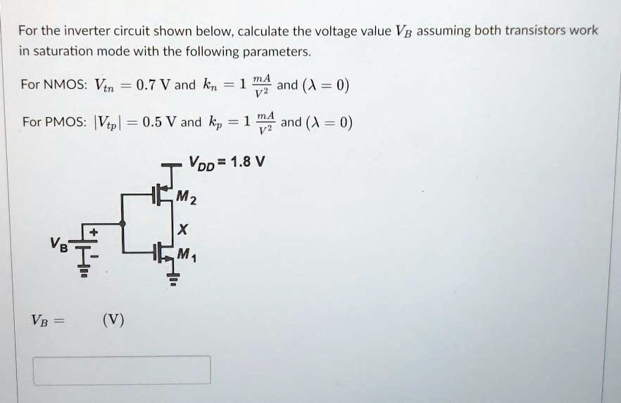 SOLVED: For the inverter circuit shown below, calculate the voltage ...