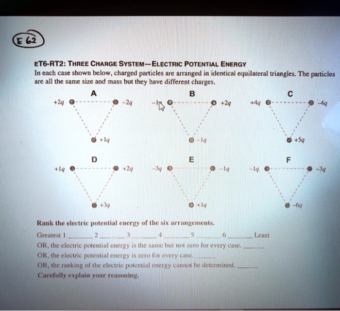 SOLVED et6RT2 Three CHARGE SYSTEMELECTRIC POTENTIAL ENERGY In each