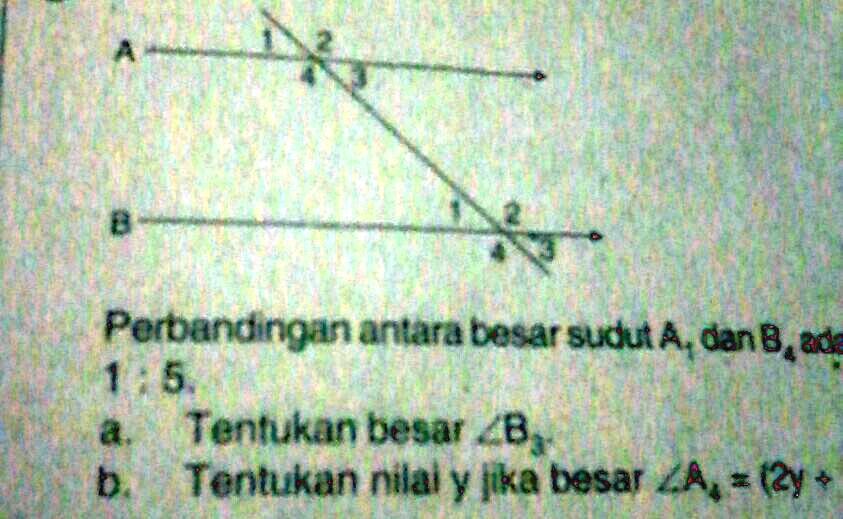 SOLVED: perbandingan antara besar sudut A 1 dan 4 adalah 1 banding 5 ...