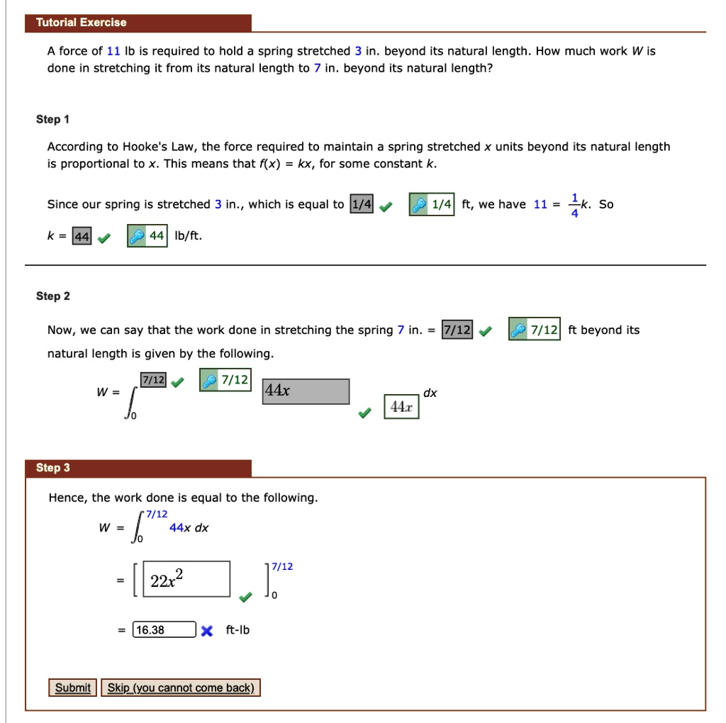 SOLVED: Tutorial Exercise A force of 11 Ib is required to hold spring ...