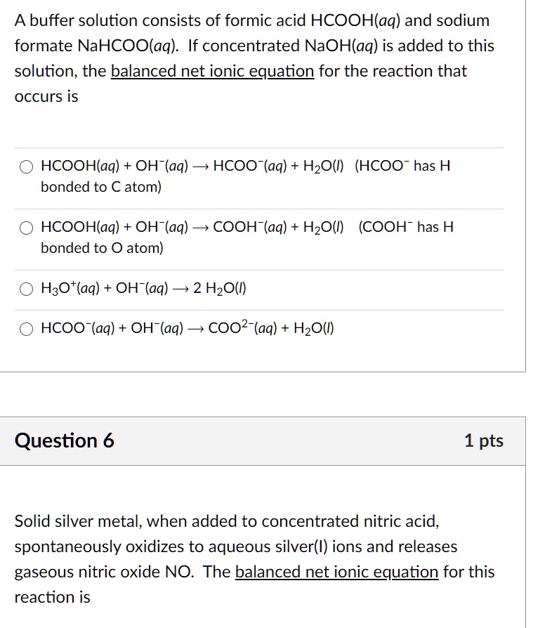 SOLVEDA buffer solution consists of formic acid HCOOHlaq) and sodium