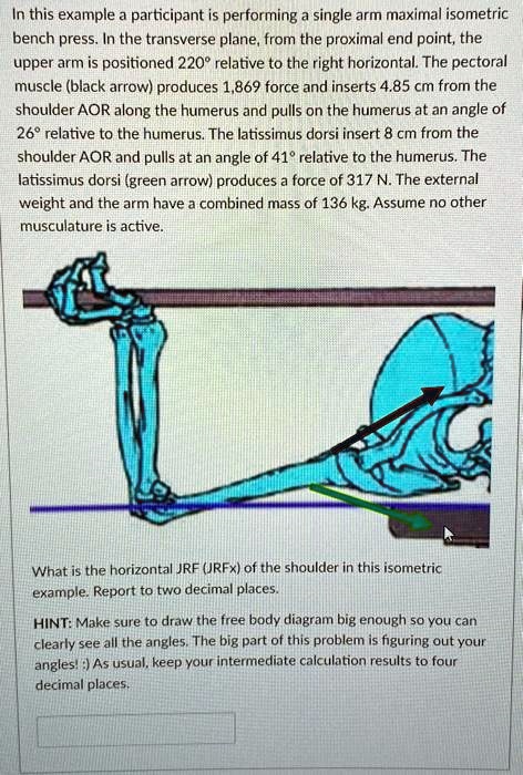 SOLVED: In this example, a participant is performing a single-arm ...