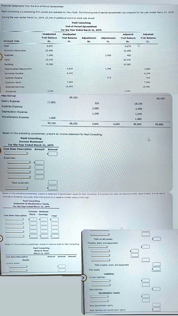 financial statements from the end of period spreadsheet paoli ...