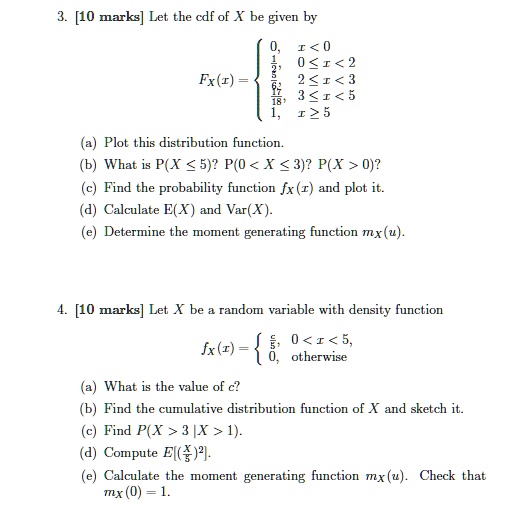 SOLVED:[10 marks] Let the cdf of X be given by I