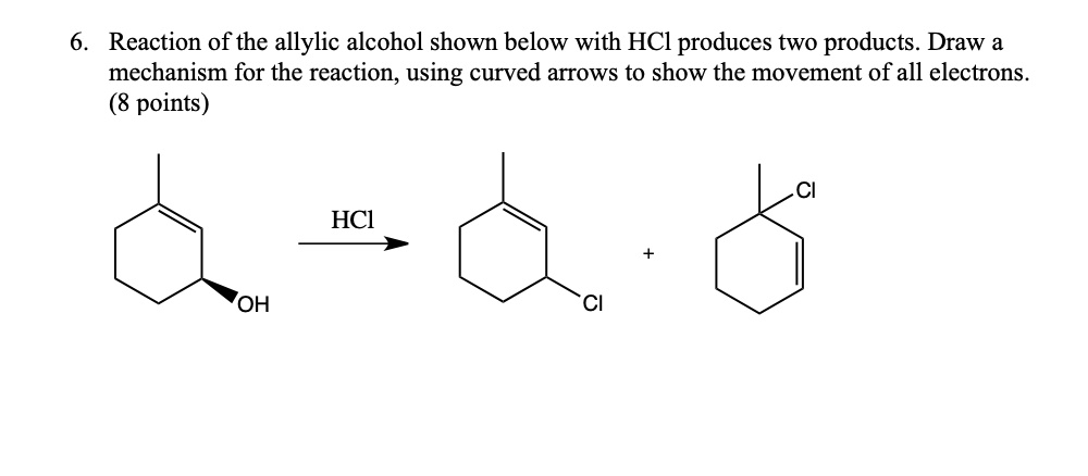 solved-reaction-of-the-allylic-alcohol-shown-below-with-hcl-produces