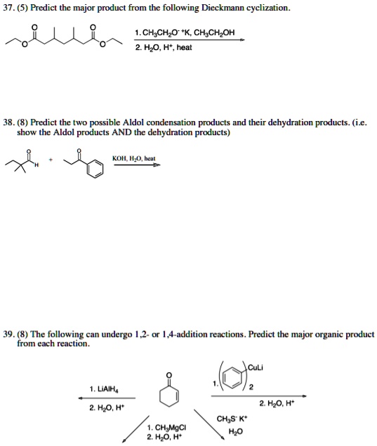 SOLVED: 37 . (5) Predict the major product from the following Dieckmann ...