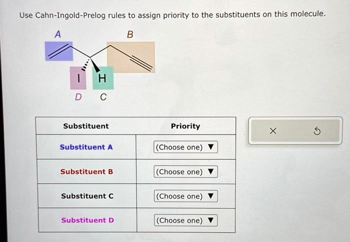 [GET ANSWER] Use Cahn-Ingold-Prelog rules to assign priority to the ...