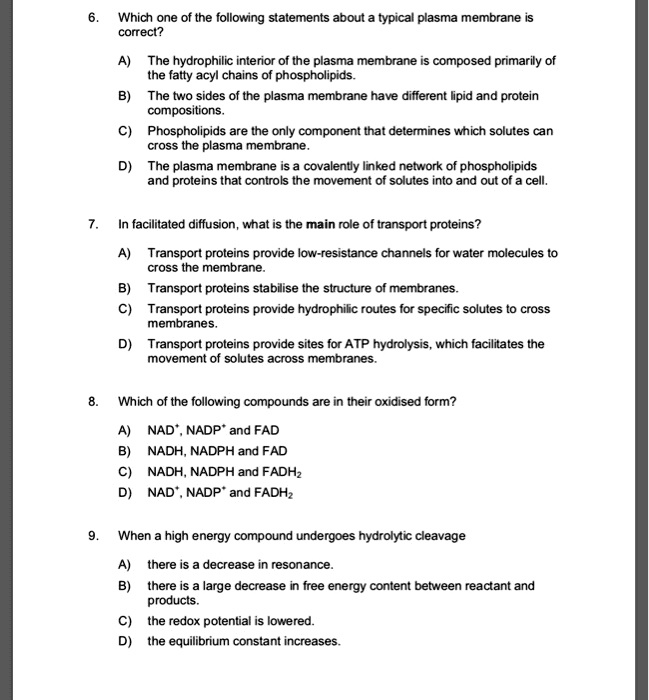 SOLVED: ' 6. Which one of the following statements about a typical ...