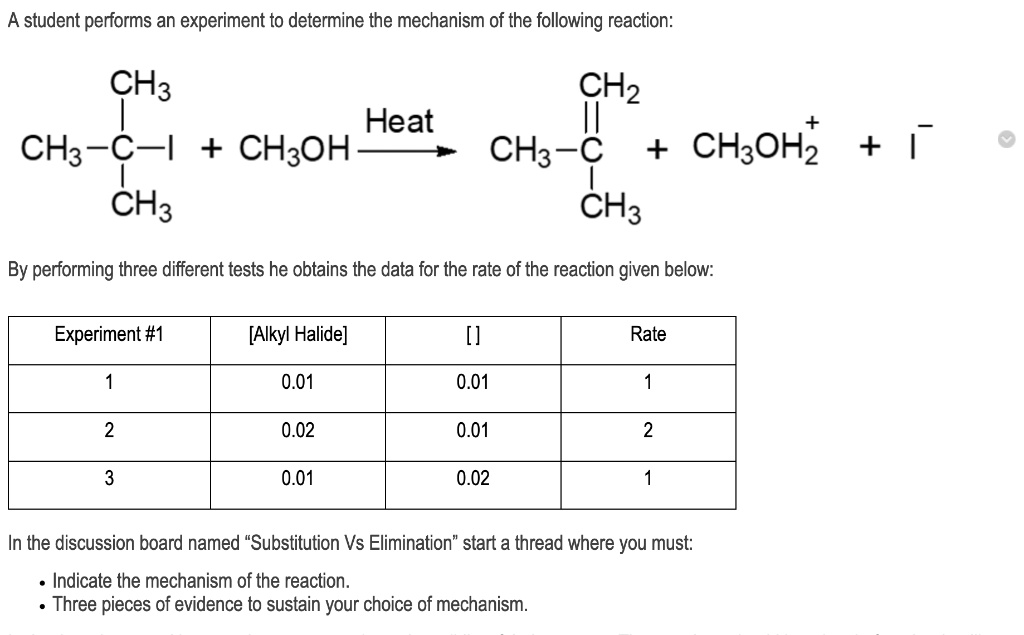 SOLVED: A student performs an experiment to determine the mechanism of ...