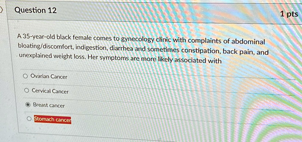 question 12 1 pts a 35 year old black female comes to the gynecology ...