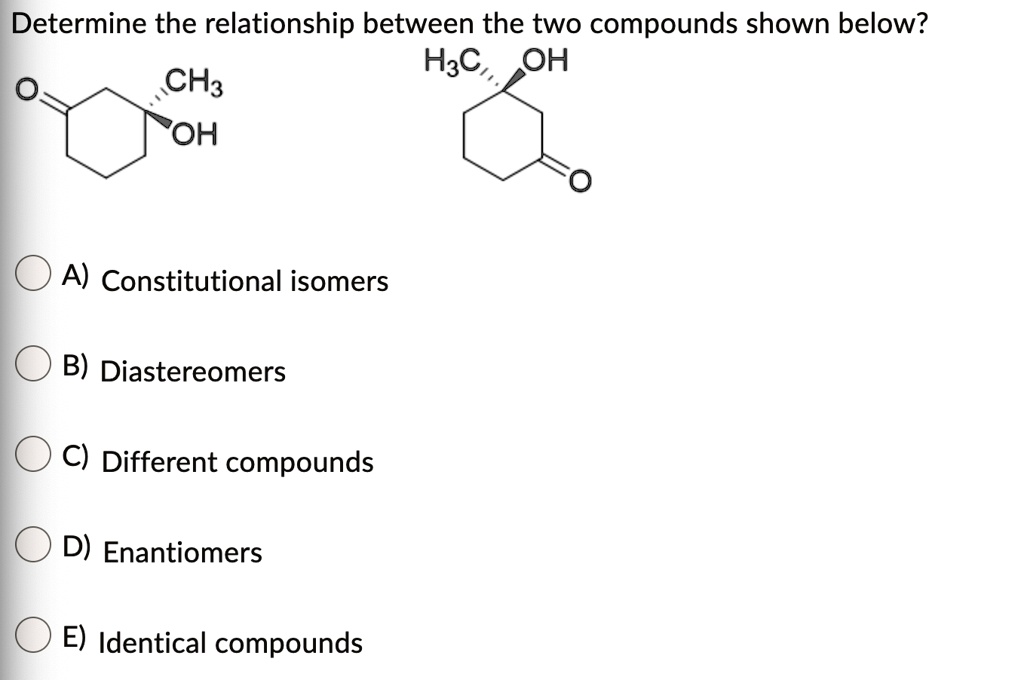 Solved Determine The Relationship Between The Two Compounds Shown Below H3c Oh Ch3 Oh A 2118