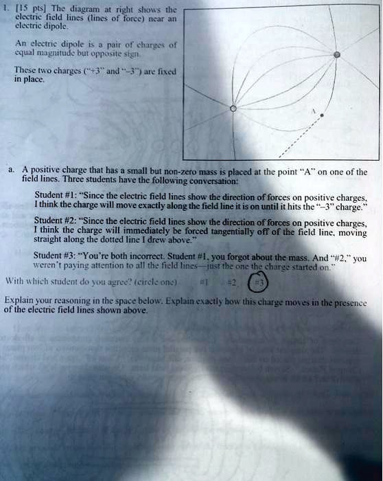 The diagram at right shows the electric field lines (lines of force ...