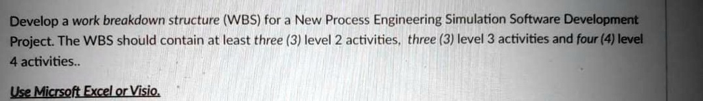 SOLVED: Develop a work breakdown structure (WBS) for a New Process ...