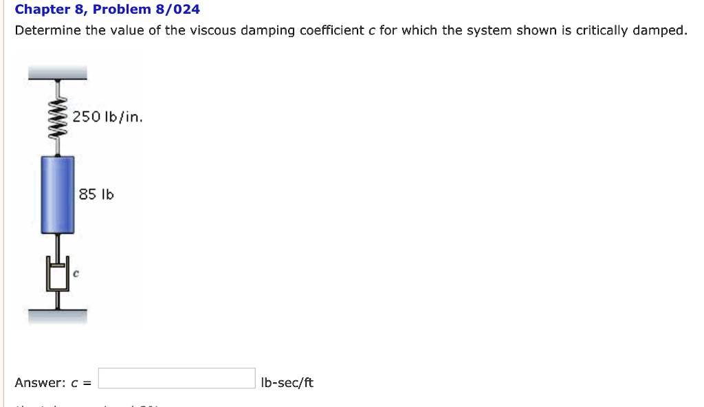SOLVED Chapter 8, Problem 8/024 Determine the value of the viscous