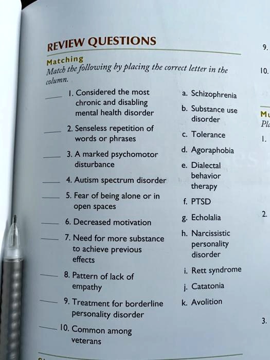 SOLVED REVIEW QUESTIONS Matching Match the following by placing the