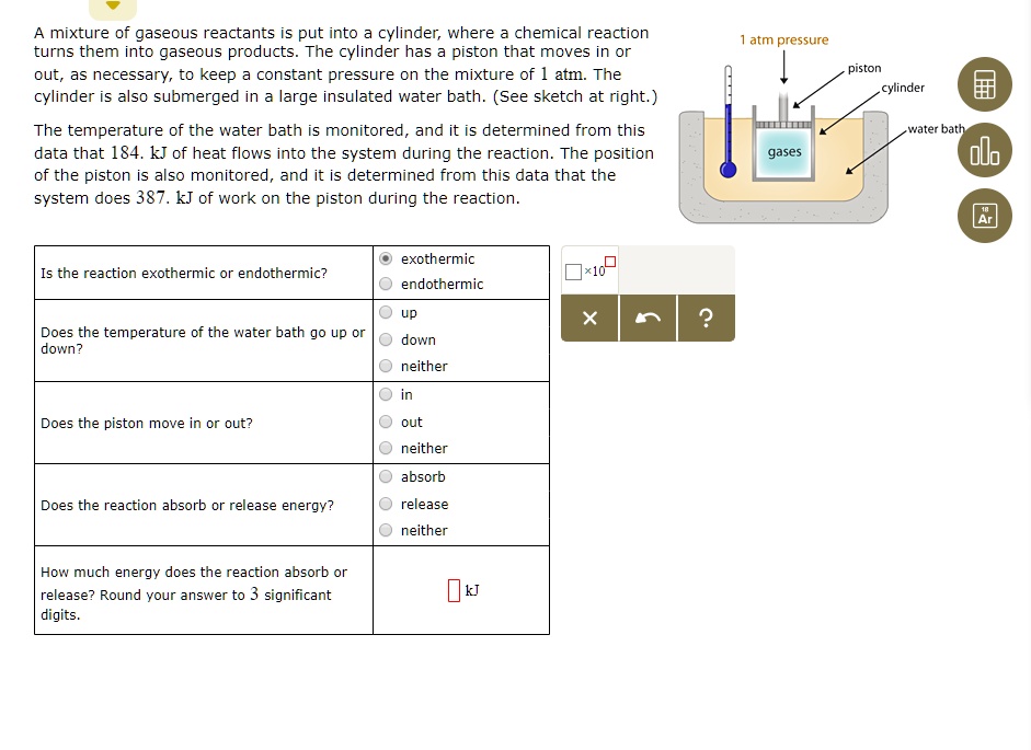 SOLVED mixture of gaseous reactants is put into cylinder; where
