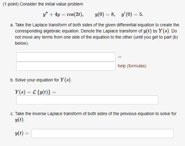 Solved Consider The Initial Value Problem Y 4y Cos 2t 0 Y 0