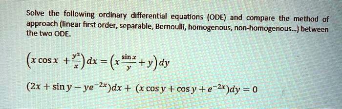 Solved Texts Solve The Following Ordinary Differential Equations Ode And Compare The Methods Solved Texts Solve The Following Ordinary Differential Equations Ode And Compare The Methods