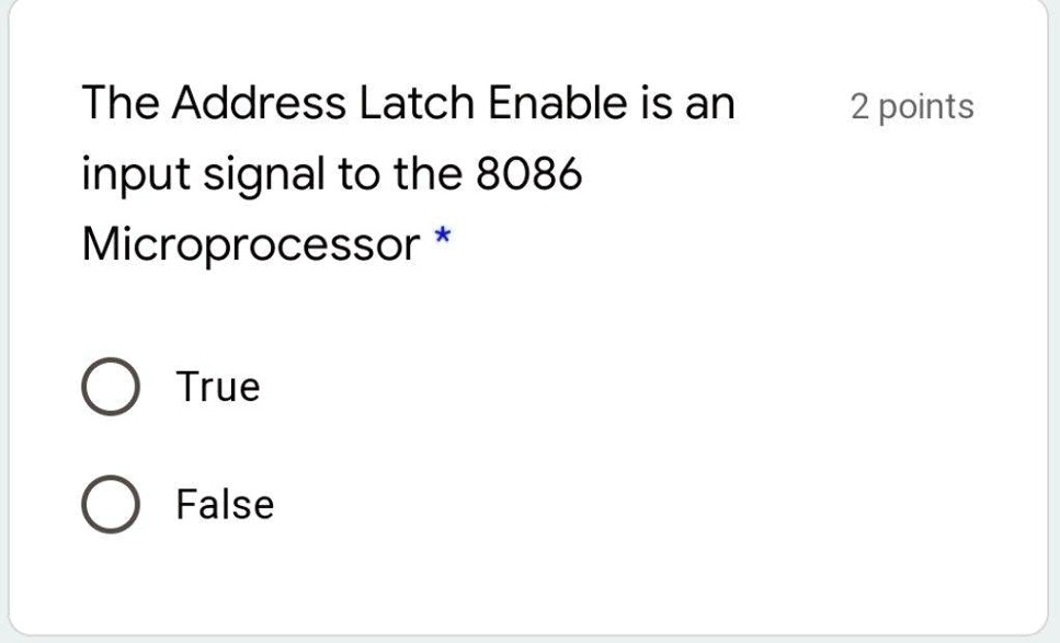 SOLVED The Address Latch Enable is an input signal to the 8086