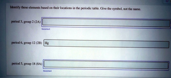 SOLVED: Identify these elements based on their locations in the ...