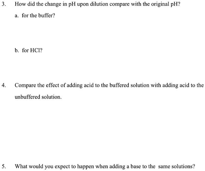 SOLVED How did the change in pH upon dilution compare with the