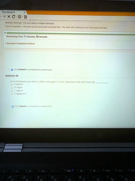 Blackboard XC Multiple Attempts. This test allows multiple attempts