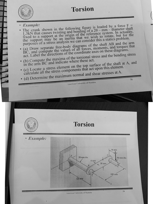 SOLVED Torsion Example The crank shown in the following figure is