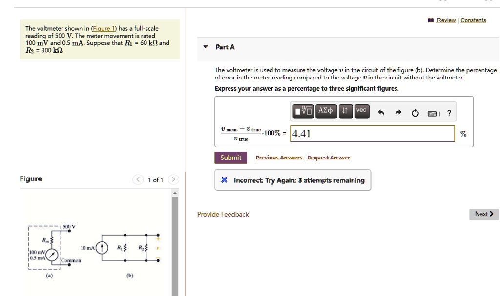 SOLVED Review Constants The voltmeter shown in (Figure U) has a full