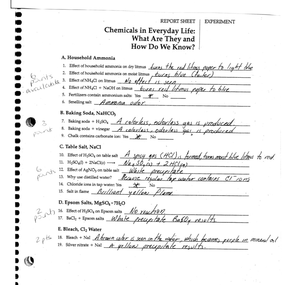 SOLVED REPORT SHEET Chemicals in Everyday Life What Are They and How