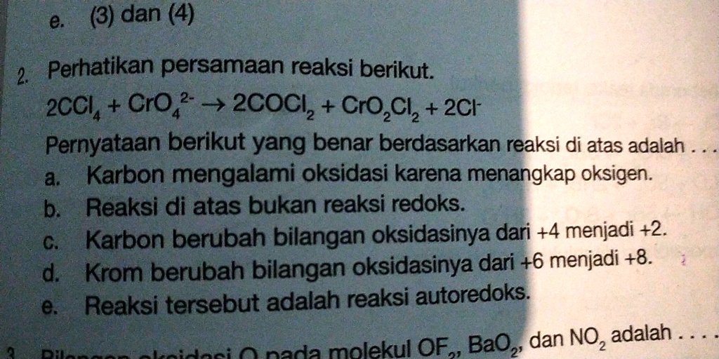 SOLVED: Perhatikan Persamaan Reaksi Berikut '0 (v) Uep (8) "7 ...