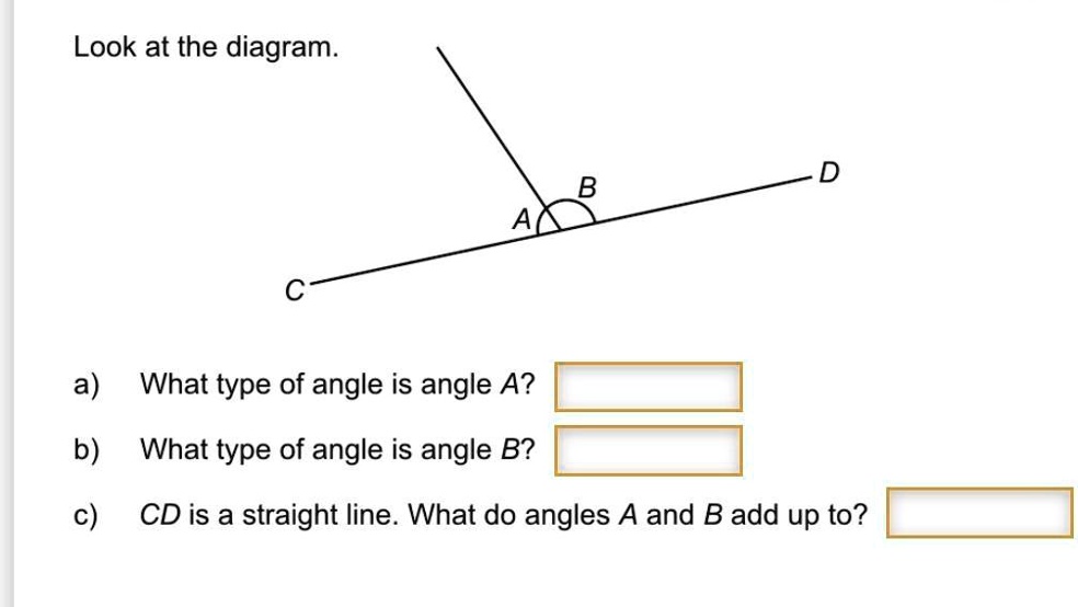 SOLVED: 'CD is a straight line. what does angles A and B add up to ...