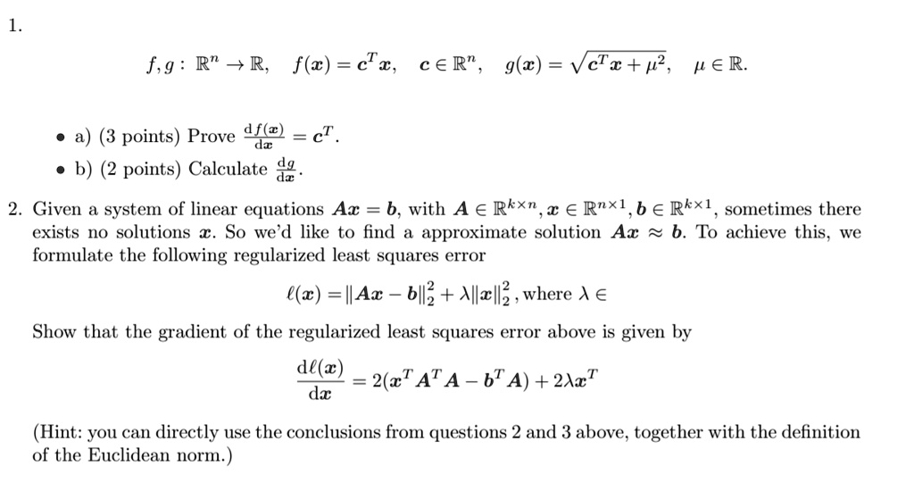 Solved F G R R F C E Cer G R Vctr P Pa R 3 Points Prove D Ct Dx B 2 Points Calculate D 2 Given System Of