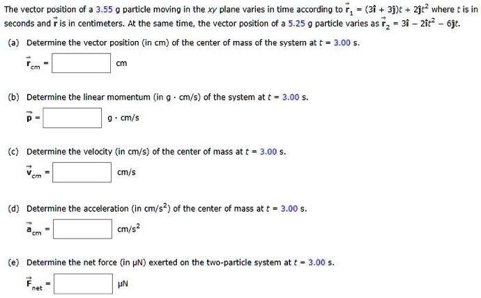 the vector position of a 355 particle moving in the xy plane varies in ...