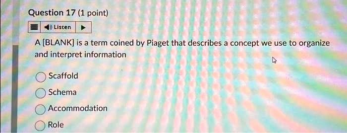 SOLVED A BLANK is a term coined by Piaget that describes a